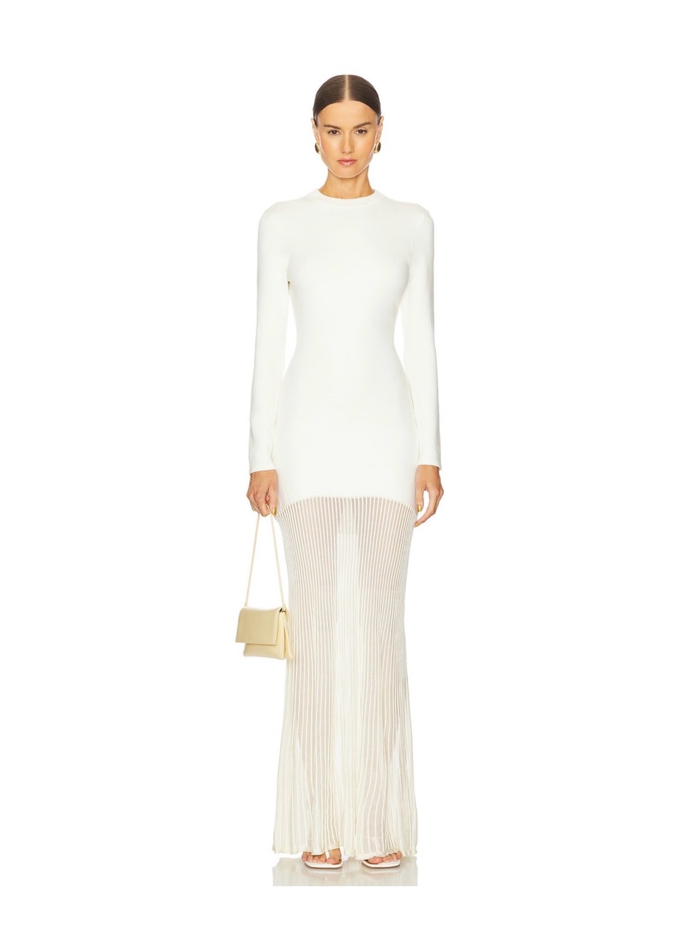 Ser .o.ya Long-Sleeve Maxi Dress with Sheer Pleated Skirt